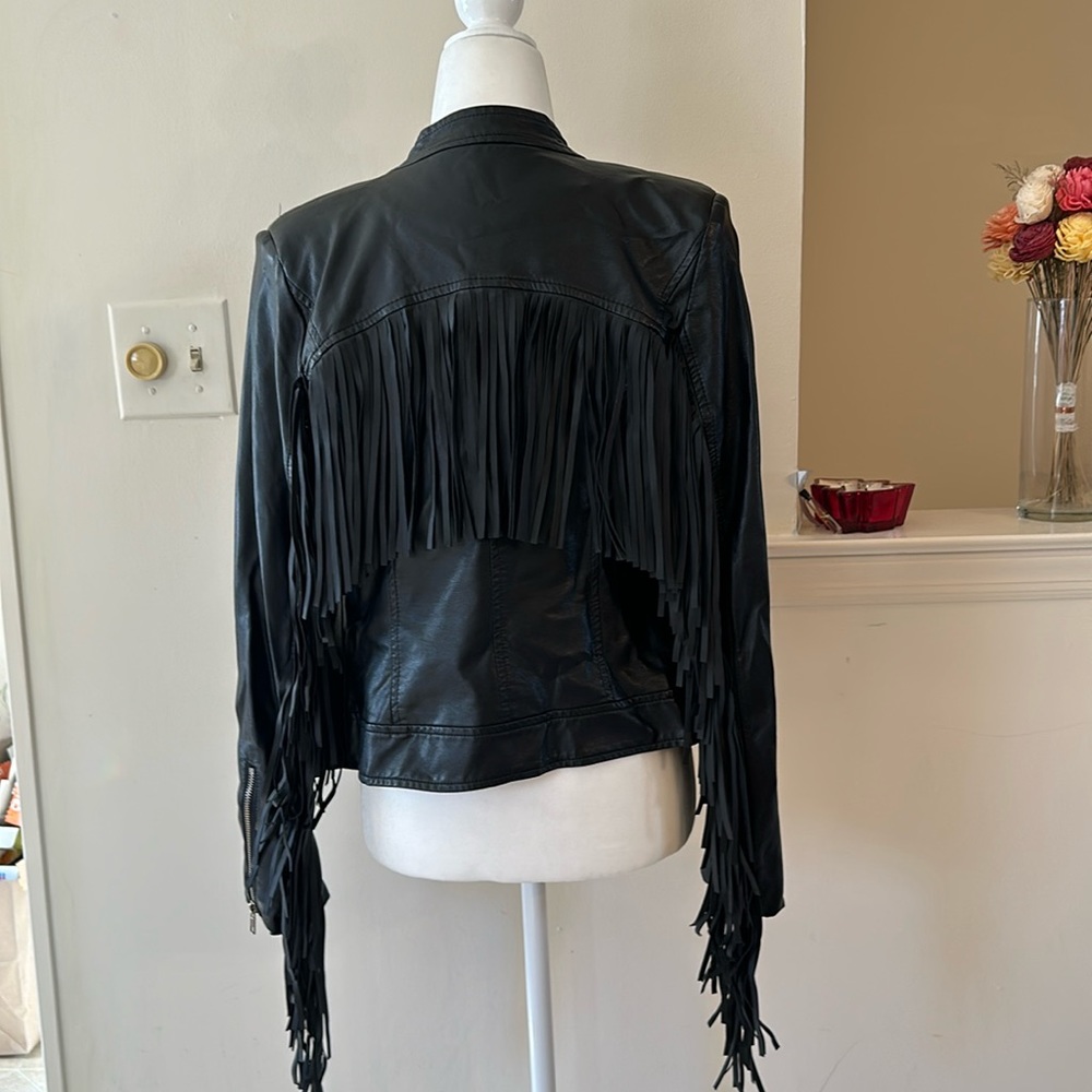 Faux leather fringed moto jacket - Picture 2 of 8